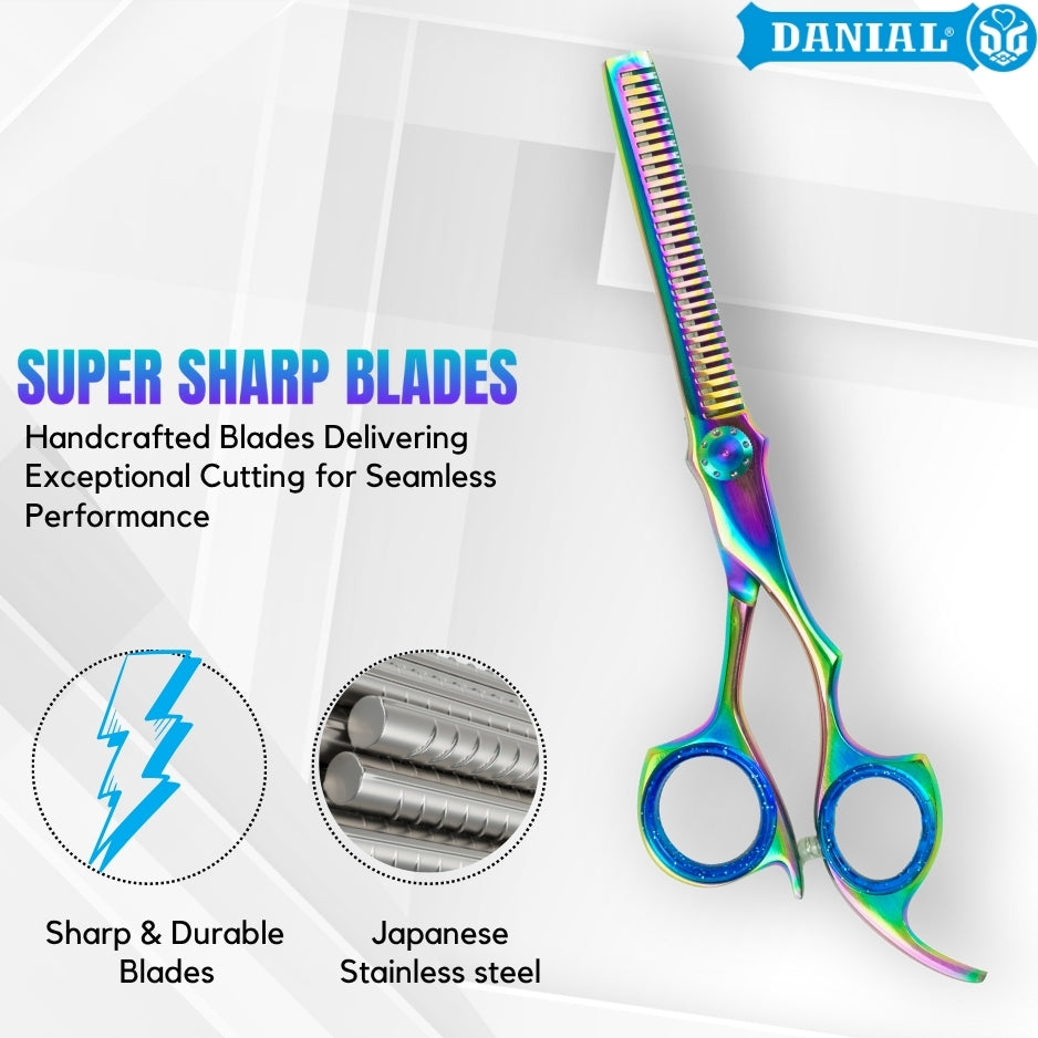 DANIAL 4200 6.5″ Thinning Scissor – Japanese Steel | Titanium Multicolored Finish | Salon Professional Grade