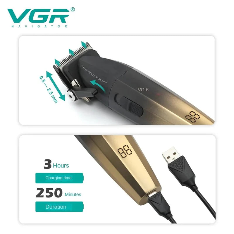 VGR V-003 Professional Hair Clipper For Men, (Black/gold)