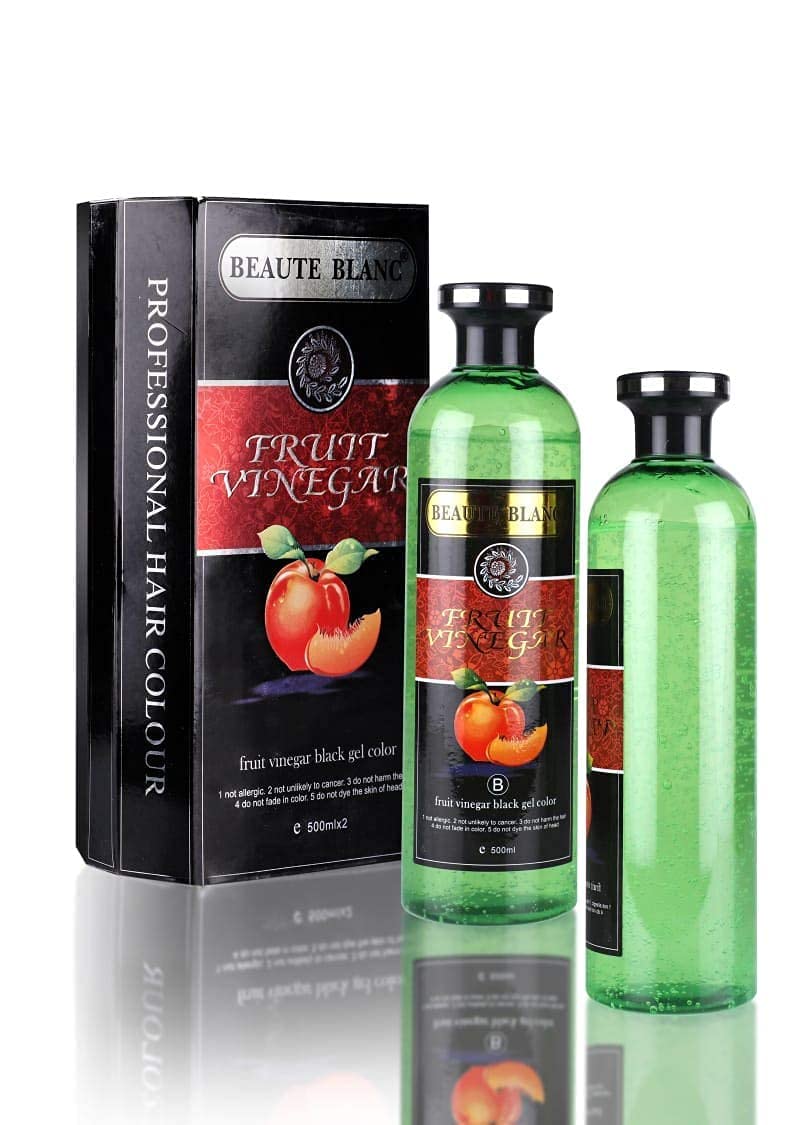 Beaute Blanc Fruit Vinegar Gel Hair Color, Natural Black Color Dye For Hair Care, Natural Ammonia Free Color Dye (500Ml X 2)