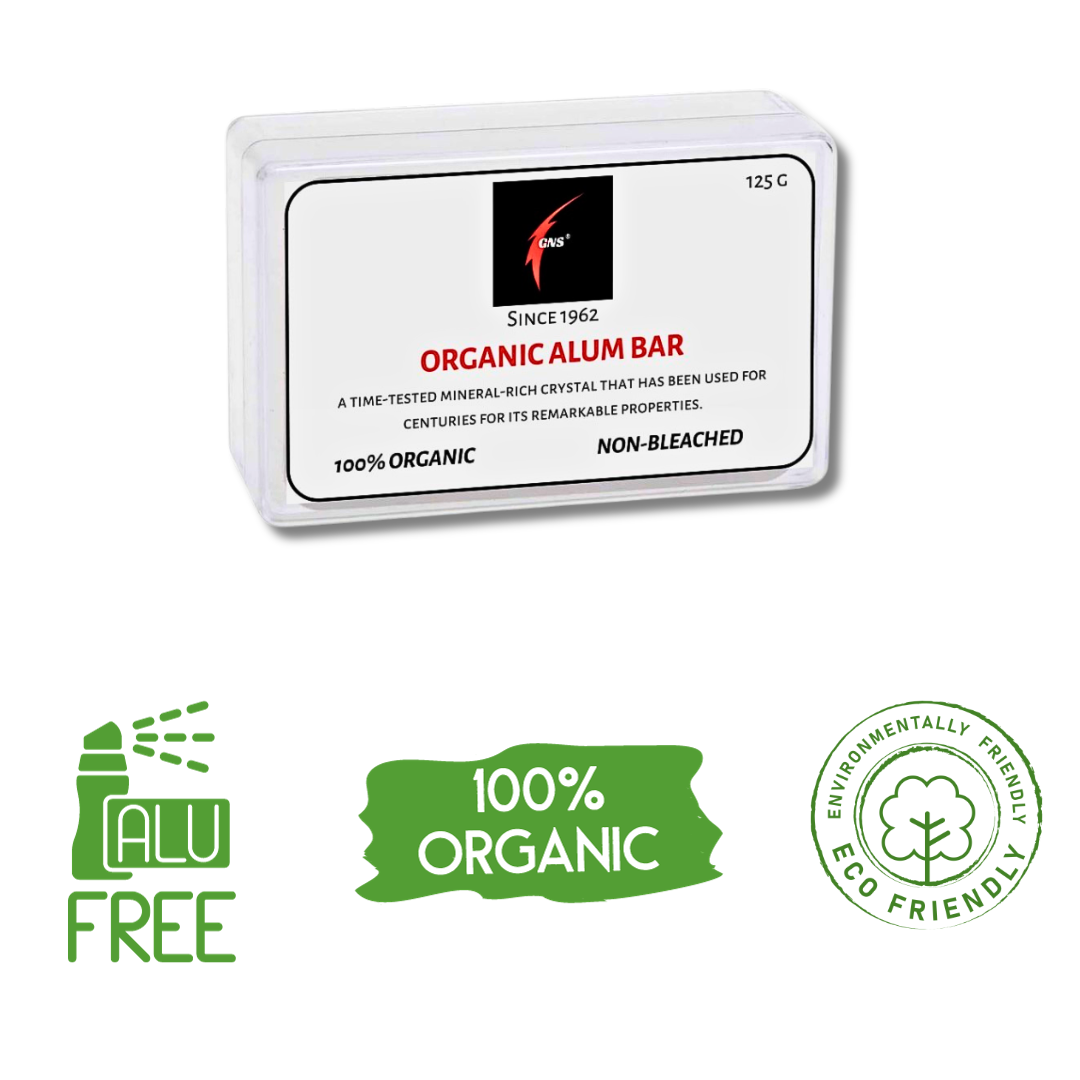 GNS Himalayan Organic Phitkari Alum Bar With Travel Case-100% Natural Mineral Crystal Aftershave Relief Aluminum-Free Properties Alum Stone, 125 g
