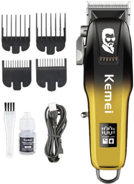 Kemei KM-709A Professional Hair Clipper – Cordless Barber Trimmer with LED Display