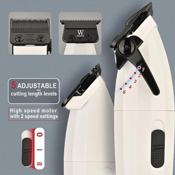 Wmark Specter 8632 Clipper + Trimmer Combo Kit – With 1 Extra Blade Each, White Wmark Cutting Sheet & Heavy-Duty Motor