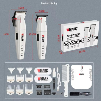 Wmark Specter 8632 Clipper + Trimmer Combo Kit – With 1 Extra Blade Each, White Wmark Cutting Sheet & Heavy-Duty Motor