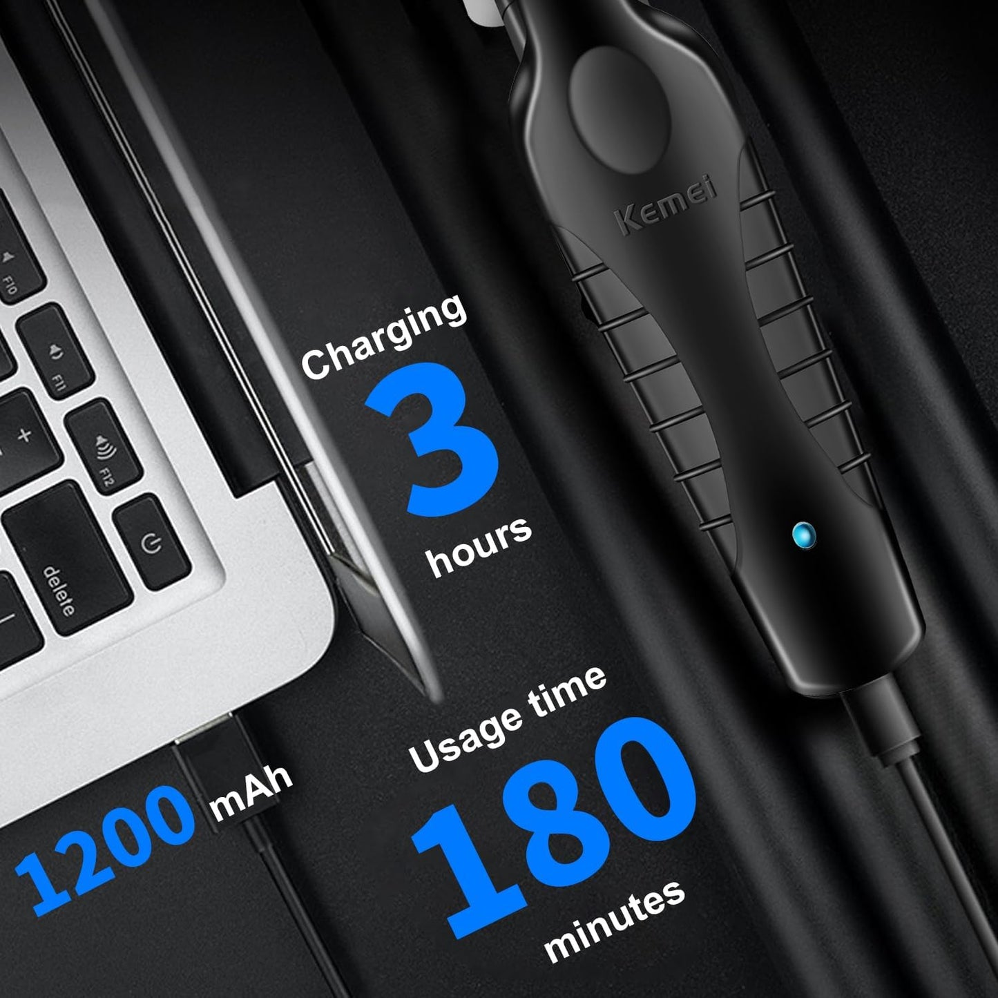 Kemei KM-2299 Professional Hair & Beard Trimmer for Men | Cordless | USB Rechargeable