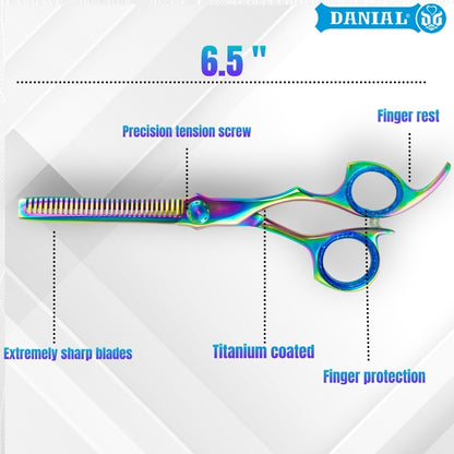 DANIAL 4200 6.5″ Thinning Scissor – Japanese Steel | Titanium Multicolored Finish | Salon Professional Grade